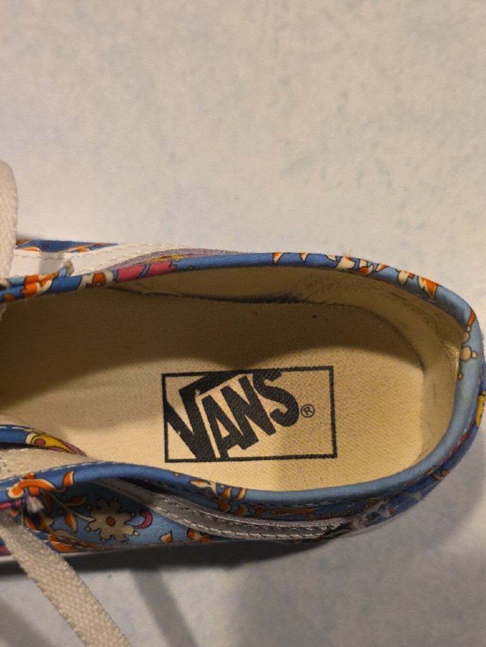 Vans Blue Floral Canvas Low-Top Sneakers for Women — White Trim - Picture 2 of 6